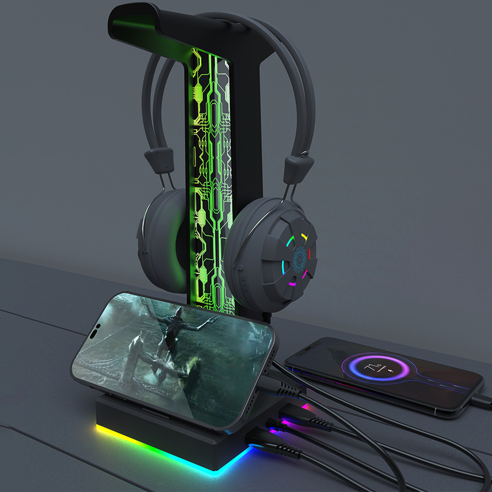 RGB Gaming Headphone Stand Dua - Headphone Stand Desk ulasan dan harga