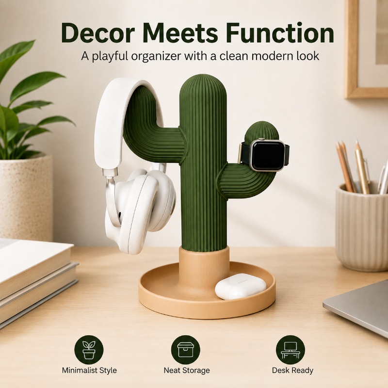 Minimalist Cactus Headset Stan - Headphone Stand Desk ulasan dan harga